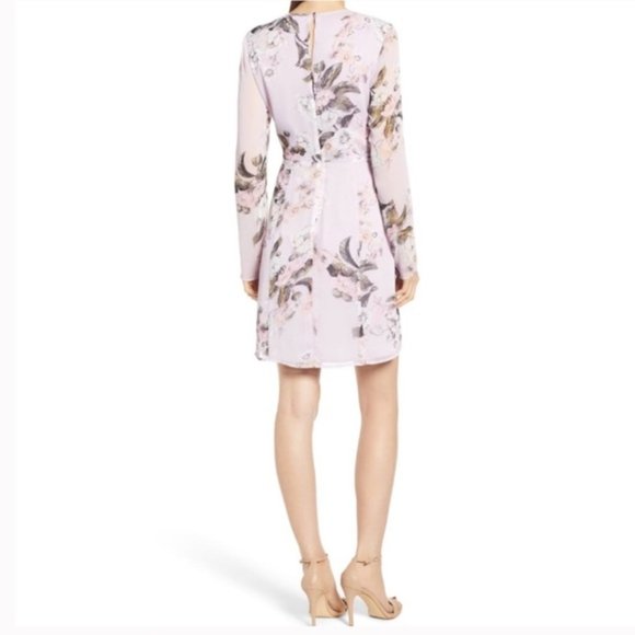 Leith Long Sleeve Floral Chiffon Dress Lavender Frost Size Medium - Picture 2 of 11